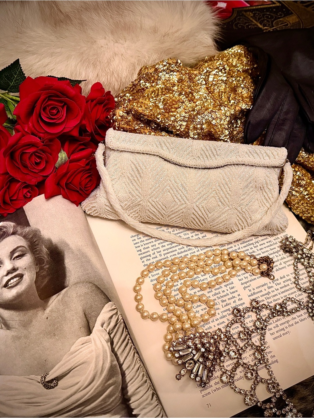 ♥️ Vintage Beaded evening clutch purse 1950s/60s, Walborg made in Japan